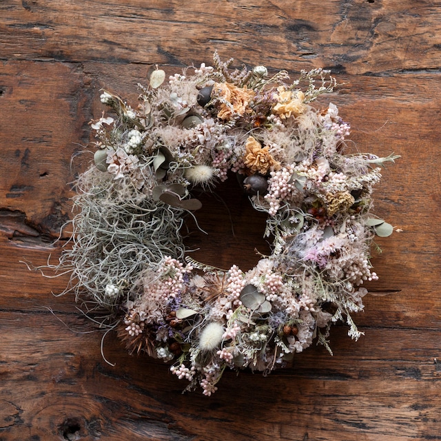 ドライフラワー　猫柳リース　Dry Flower　Salix Gracilistyla　Wreath