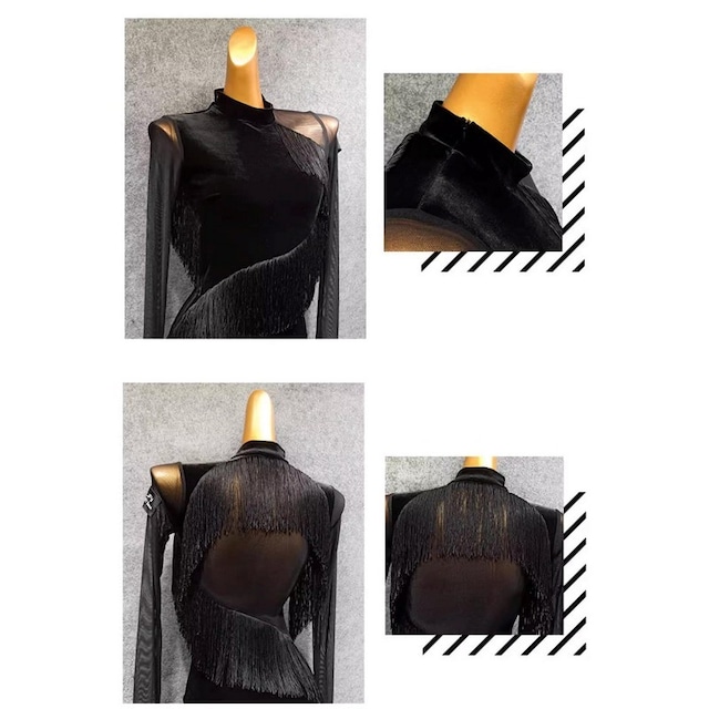 ベルベット タッセルデザインワンピース ds0358