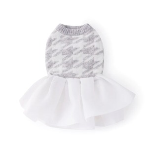 HOUNDSTOOTH JUMPER WITH SKIRT  Grey& White / OVER GLAM