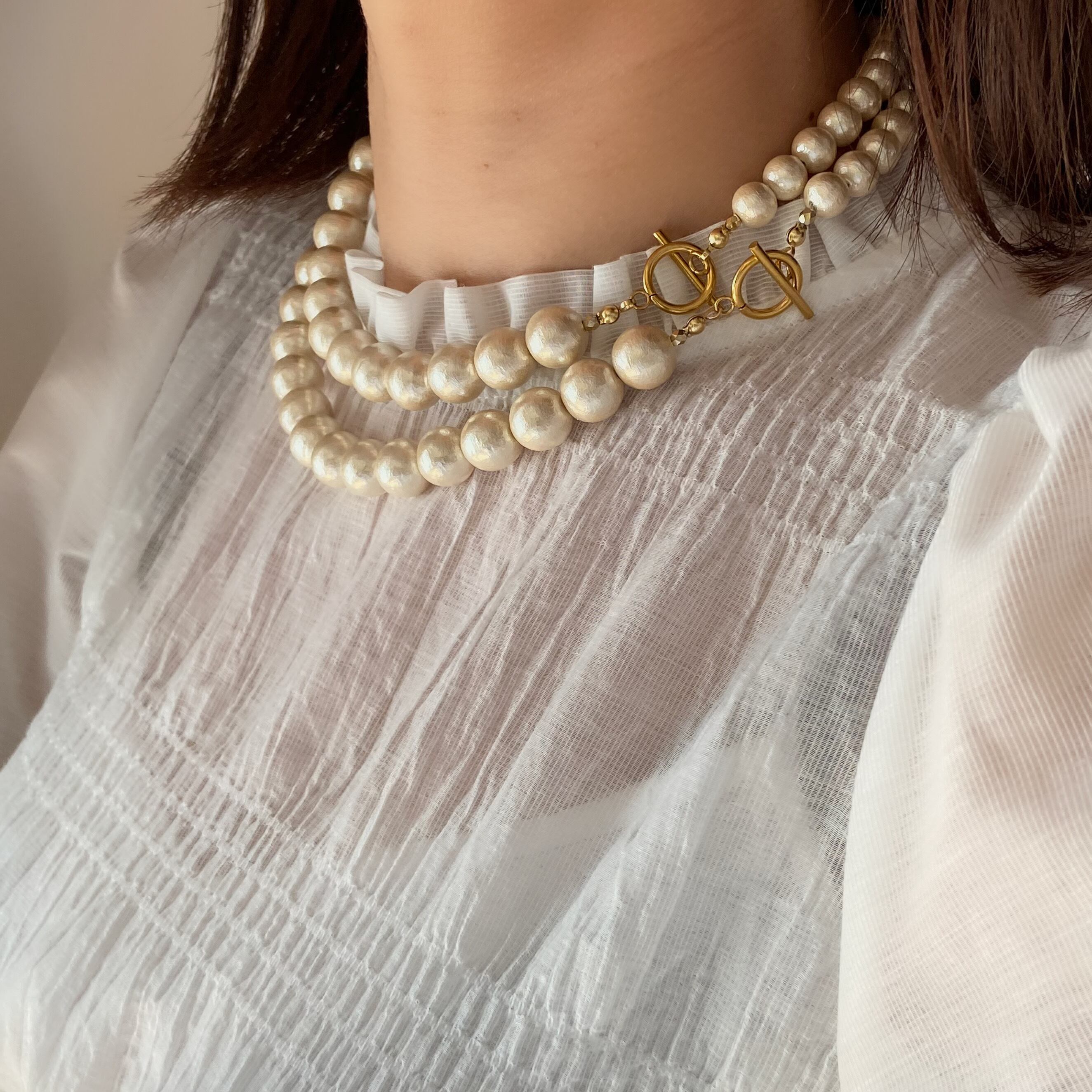 レディース美品 パールネックレス 真珠連 約41cm 珠7.8mm