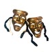 1950s brass two face comedy & tragedy masks vintage wall decor