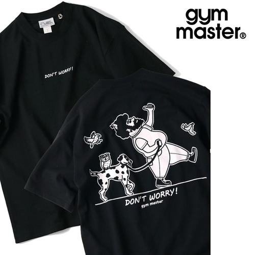 gym master ジムマスター 7.4oz DON'T WORRY! ビッグTシャツ｜BE HAPPY オーバーサイズ 半袖 プリントTEE コットン100% G721709 ブラック