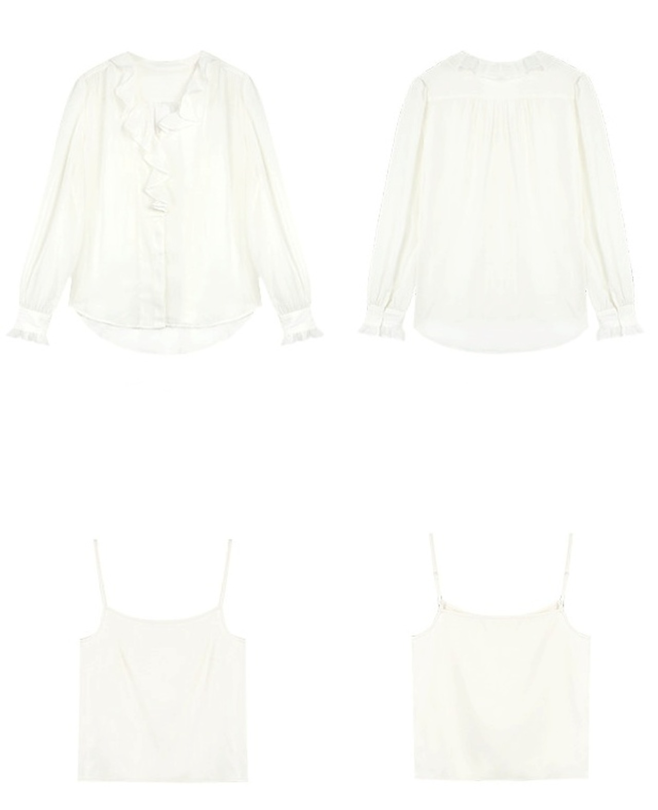 V-neck Chiffon Shirt Camisole Set up【H00079】