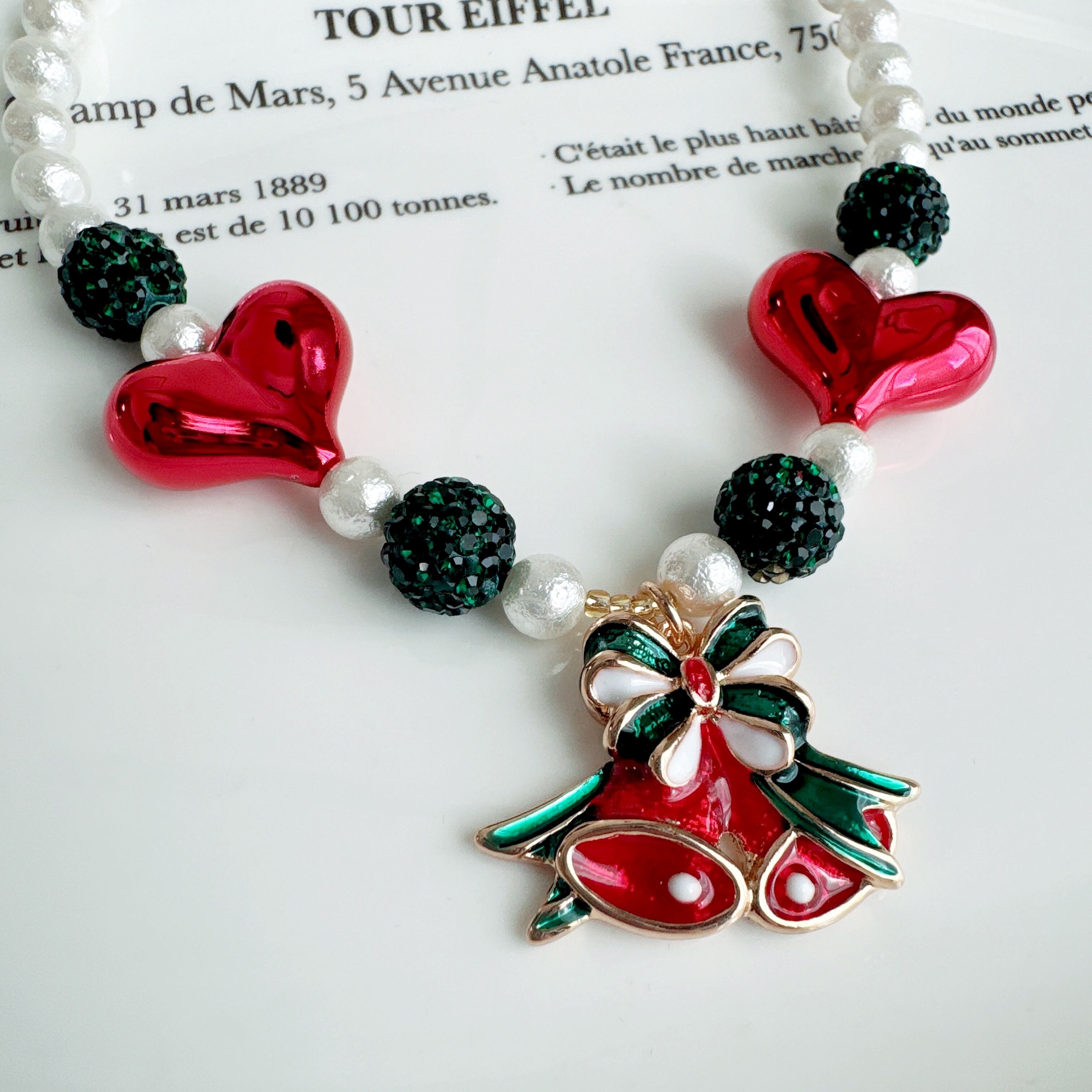 クリスマス*レッドベルネックレス