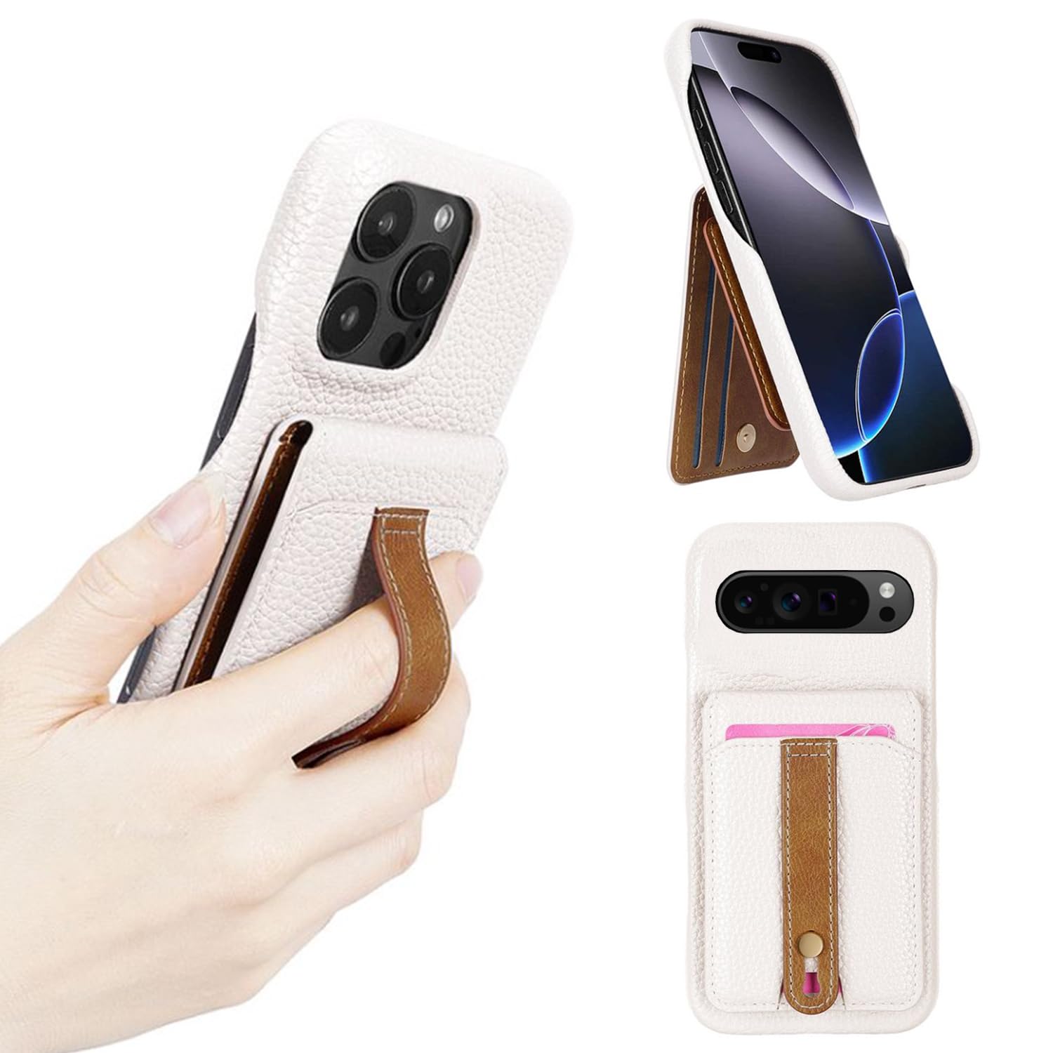 For Google Pixel 10 Pro XL ケース 背面 手帳型 For グーグル ピクセル10プロXL カバー 背面 財布型 COCOCLOUD 背面ポケット付き 上品 高級PUレザー 鏡付き 5枚のカードを収納【上下開】 横置き&縦置きスタンド機能 PUリンク マグネット開閉式 耐衝撃 全面保護 ハンドメイド 汗や指紋防止 肌触り良い ホワイト