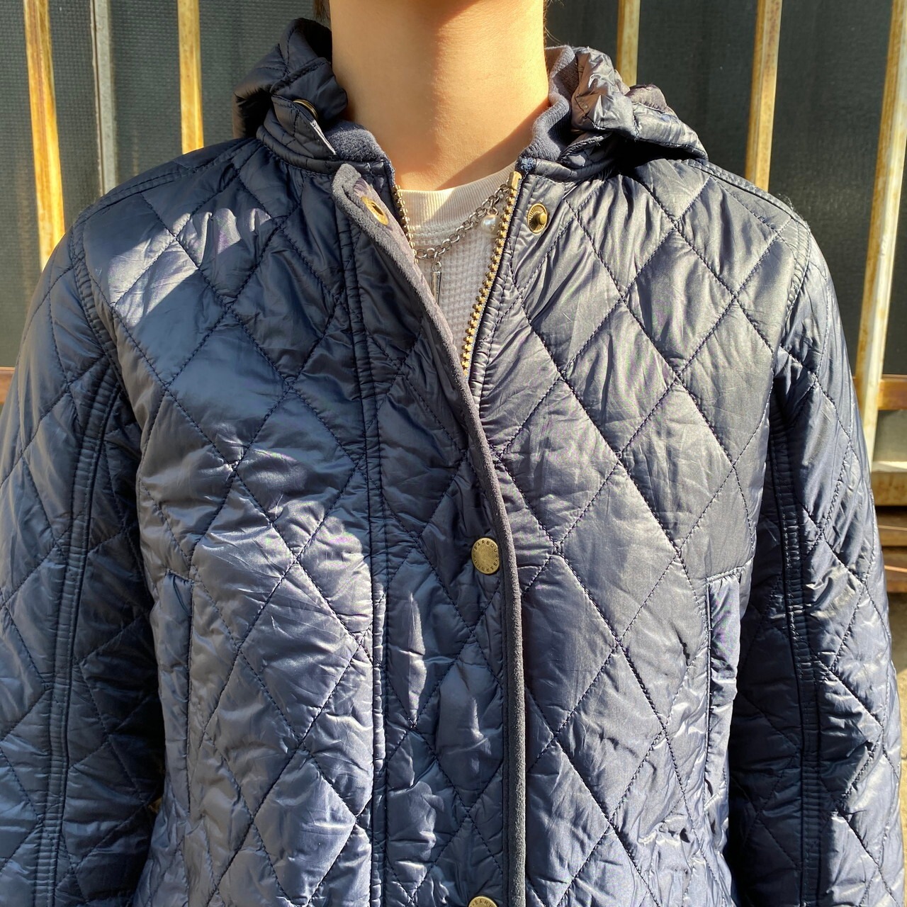 キッズ 英国製 Barbour バブアー フード着脱可能 キルティング 