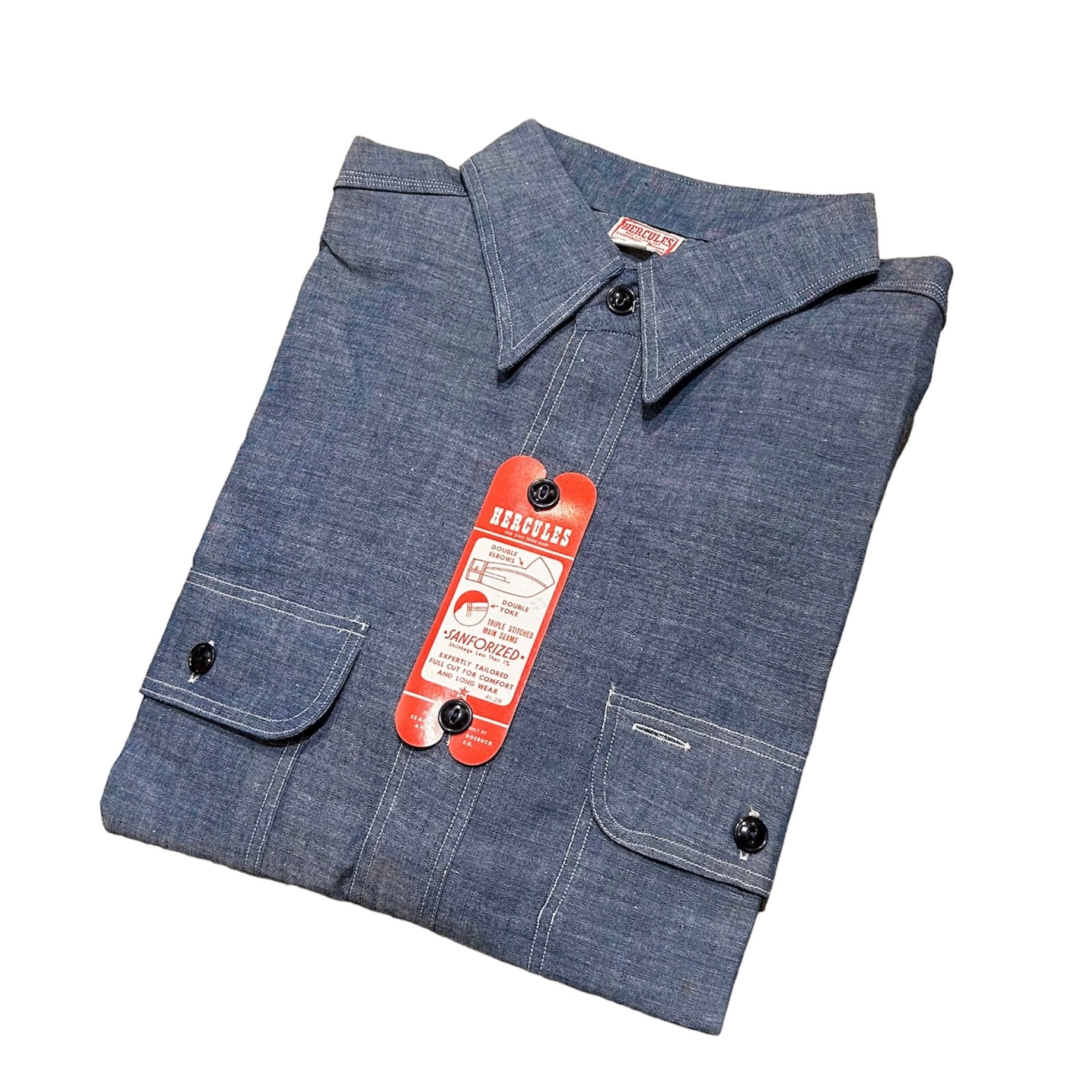 DEADSTOCK 's Sears "Hercules'' Double Elbow Chambray Shirts