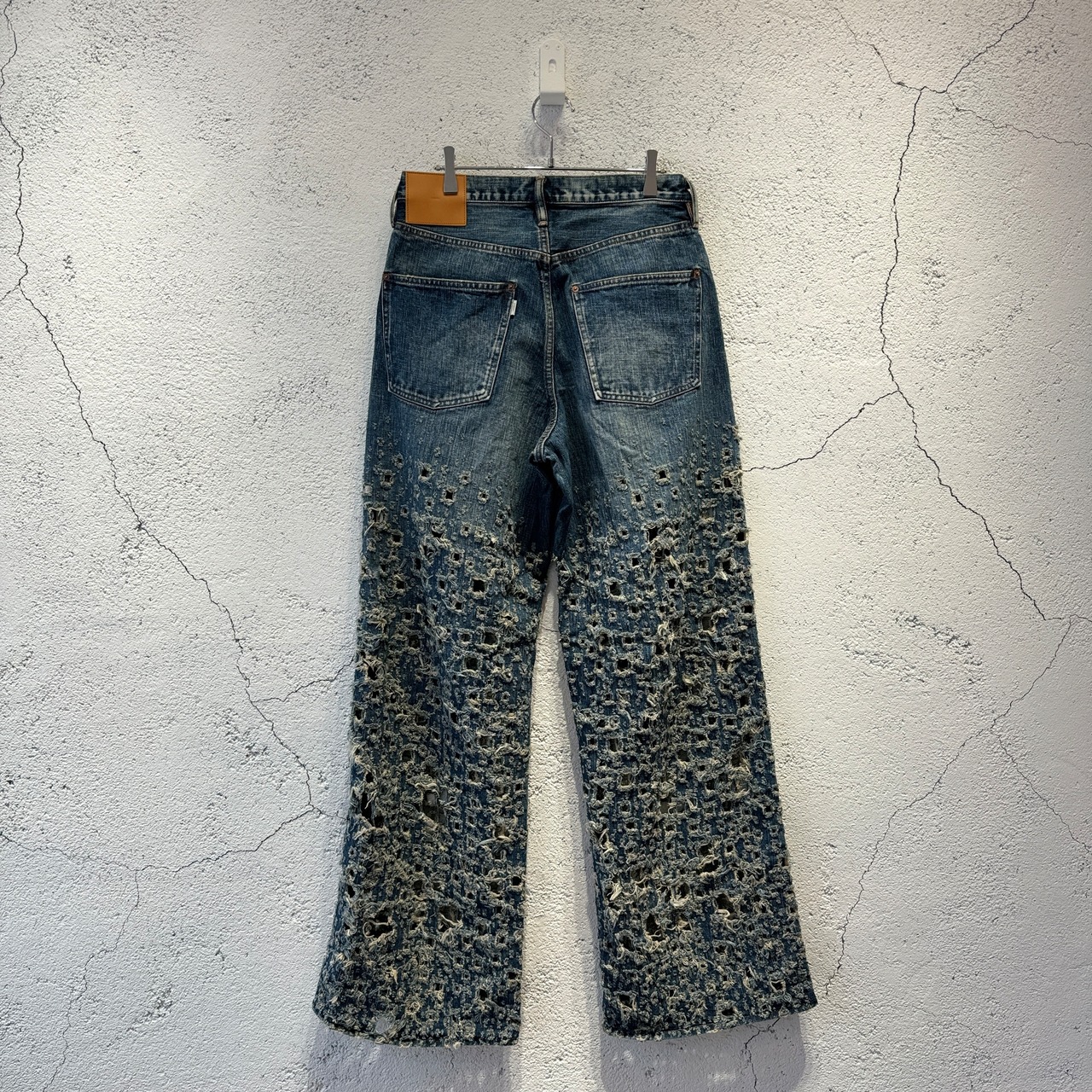 SUGARHILL / CRASHED MODERN DENIM WIDE TROUSERS / FADED INDIGO  
