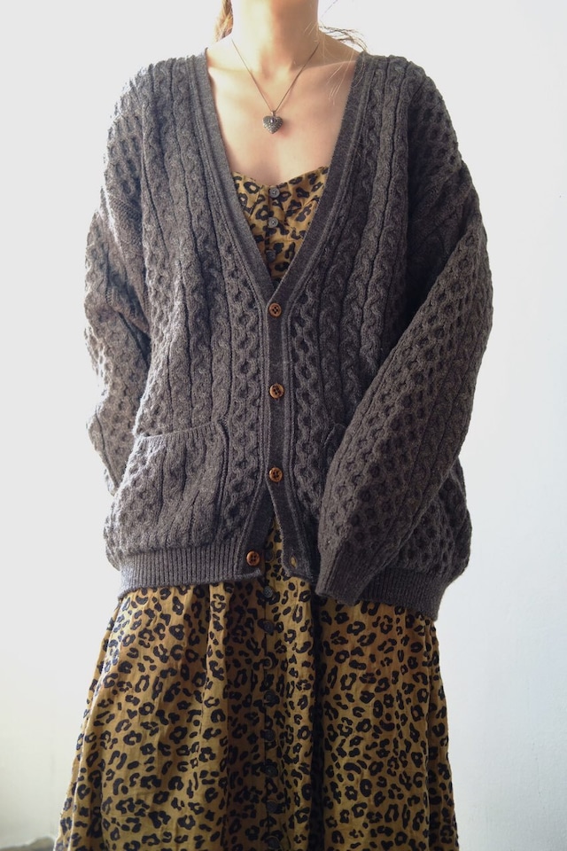 Ireland alpaca × wool cable cardigan