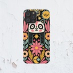 受注生産 iPhoneケース パンダと花のサイケ民芸｜動物モチーフ PSYF026A