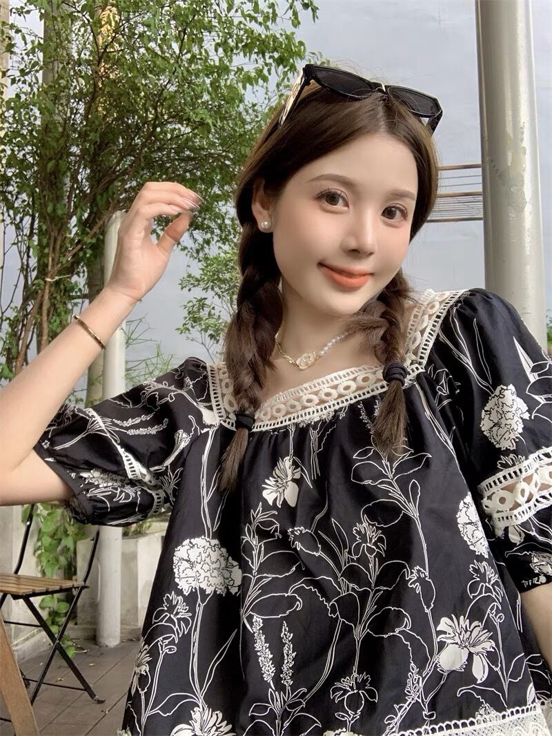 花柄レーストップス G105CT0047