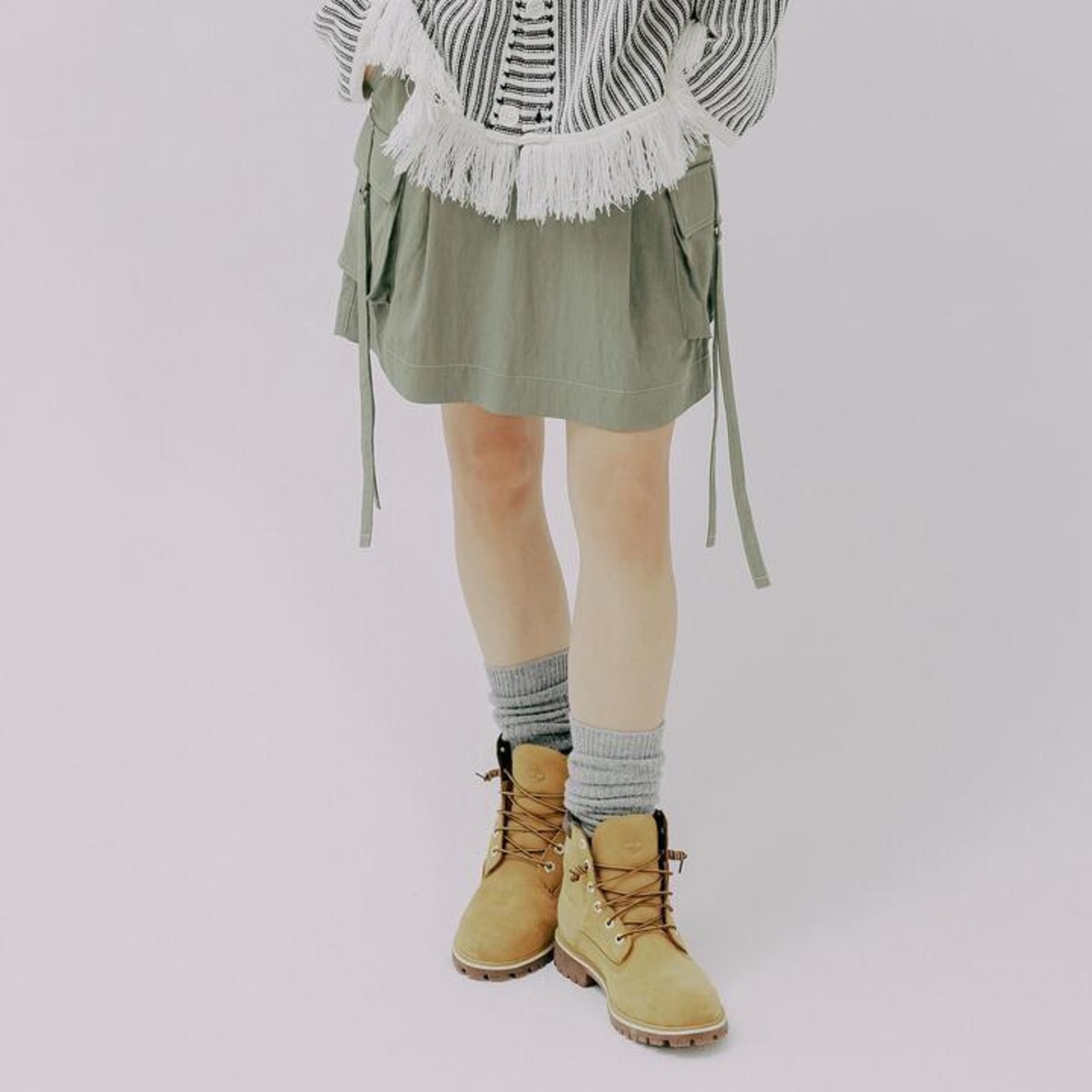 STRAP CARGO SKIRTS_KHAKI