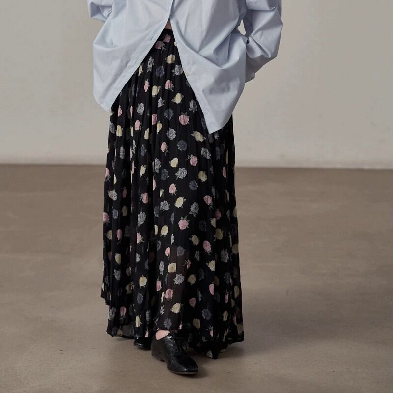 Black Floral A-line Skirt 1692