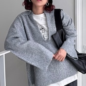 スキッパーオーバーKnit/ライトグレー