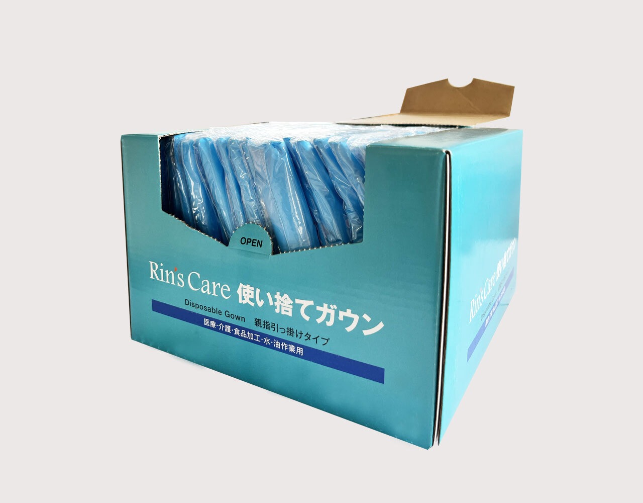 使い捨てガウン（袖付き・親指引っ掛けタイプ）30枚×10箱