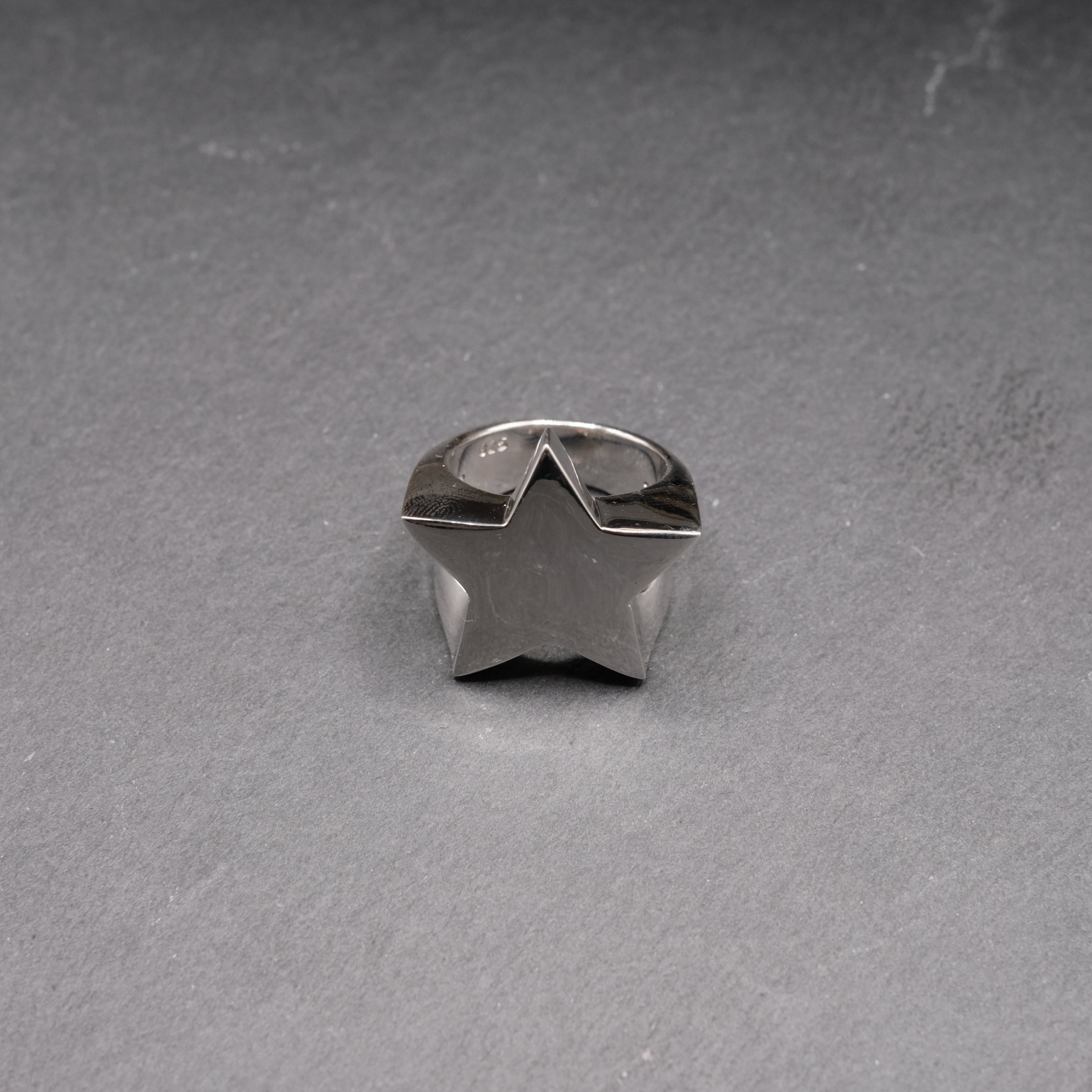 シルバー925 Silver ワイドスターデザインリング/軽研磨仕上げ/13号