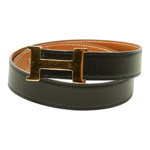 エルメス コンスタンス Hベルト リバーシブル ベルト サイズ 70 ブラウン ブラック ゴールド金具 クシュベル ボックスカーフ レディース HERMES 中古