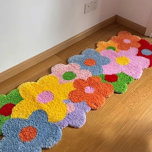 【RUG】ベッドサイド/リビング用 り止め厚手タフテッド敷きマッ