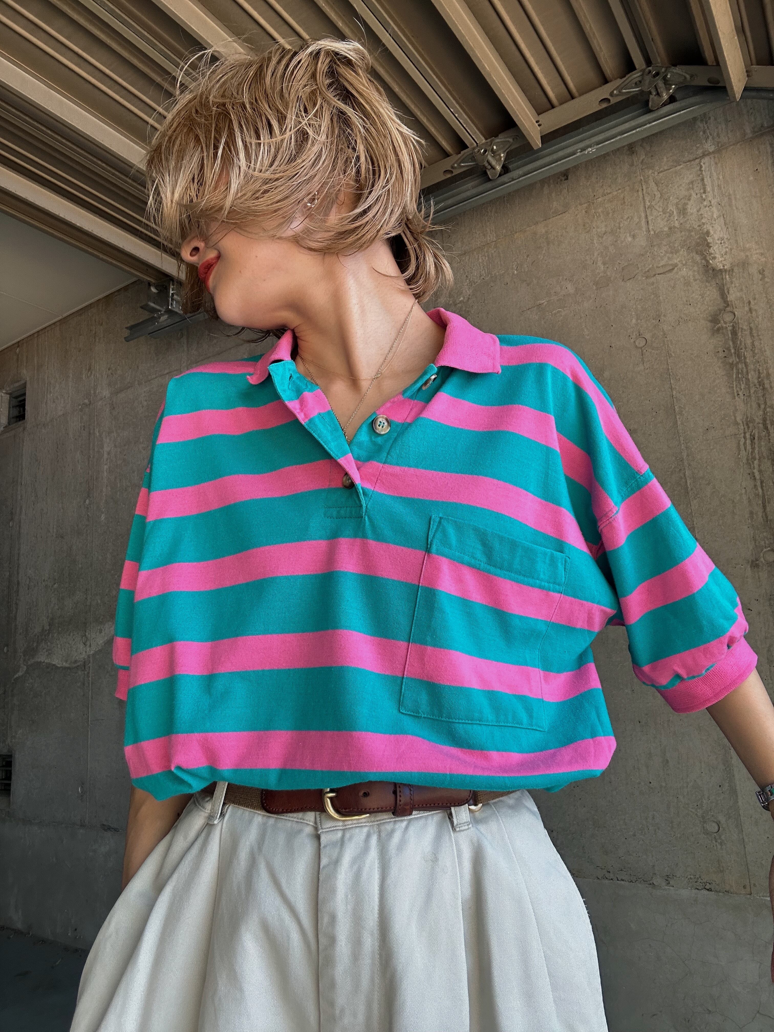 (SH1184)Cotton border polo shirt