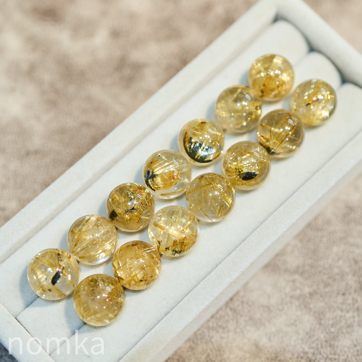 【ブラジル産】ルチルオンヘマタイトインクォーツ ルチルクォーツ【12mm/ヘマタイト共生/ブラジル産】ビーズ／一粒売り