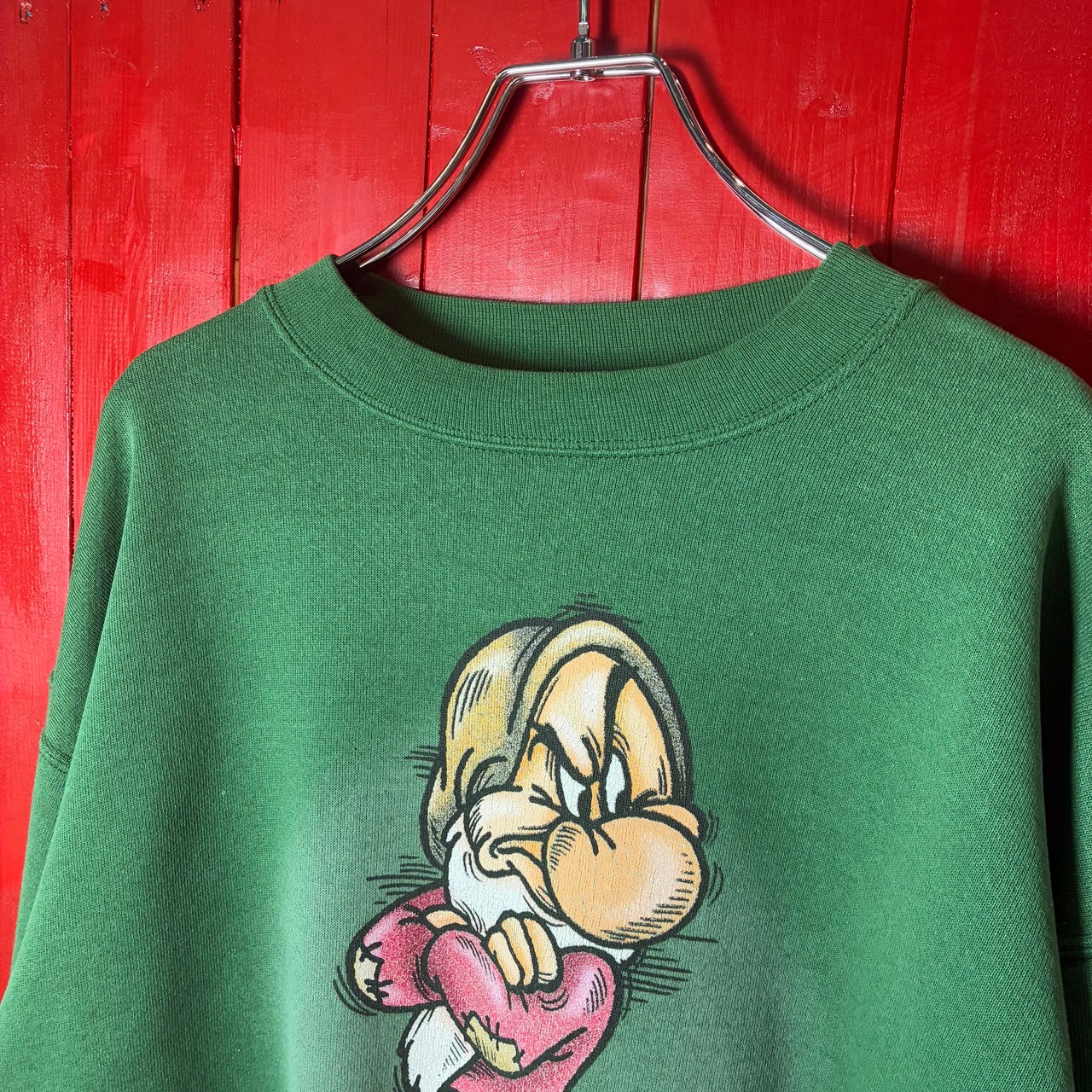 90s〜00s Disney グランピー　キャラクタースウェット　緑　L相当