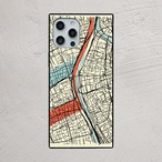 受注生産 iPhoneケース 赤い道路と細密街区の都市地図｜都市地図 UMAP042C