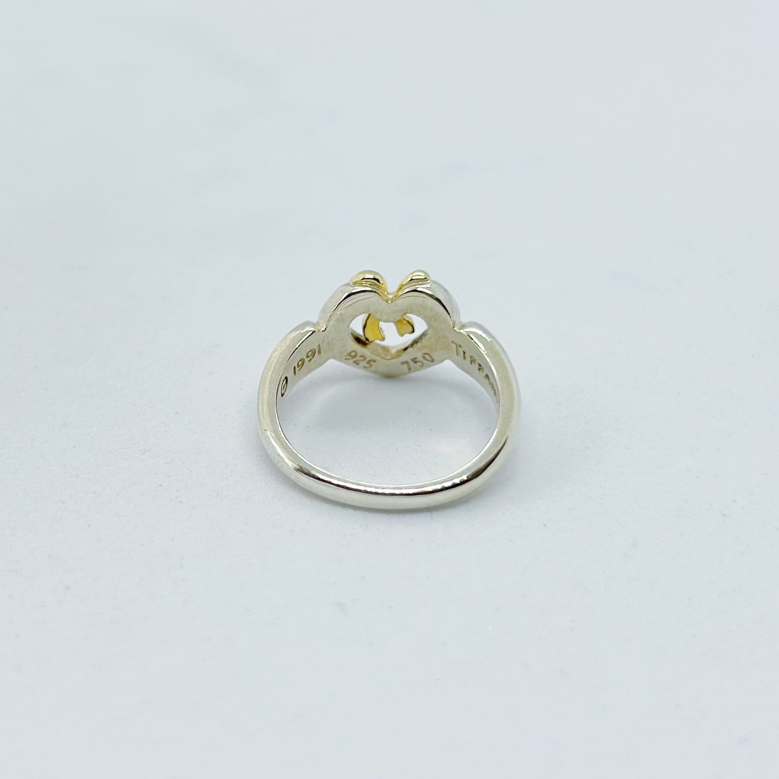 ティファニー オープンハート リボン リング 750/925 保存袋付9号 TIFFANY & CO.(ティファニー) 750 925 Open Heart Ribbon Ring