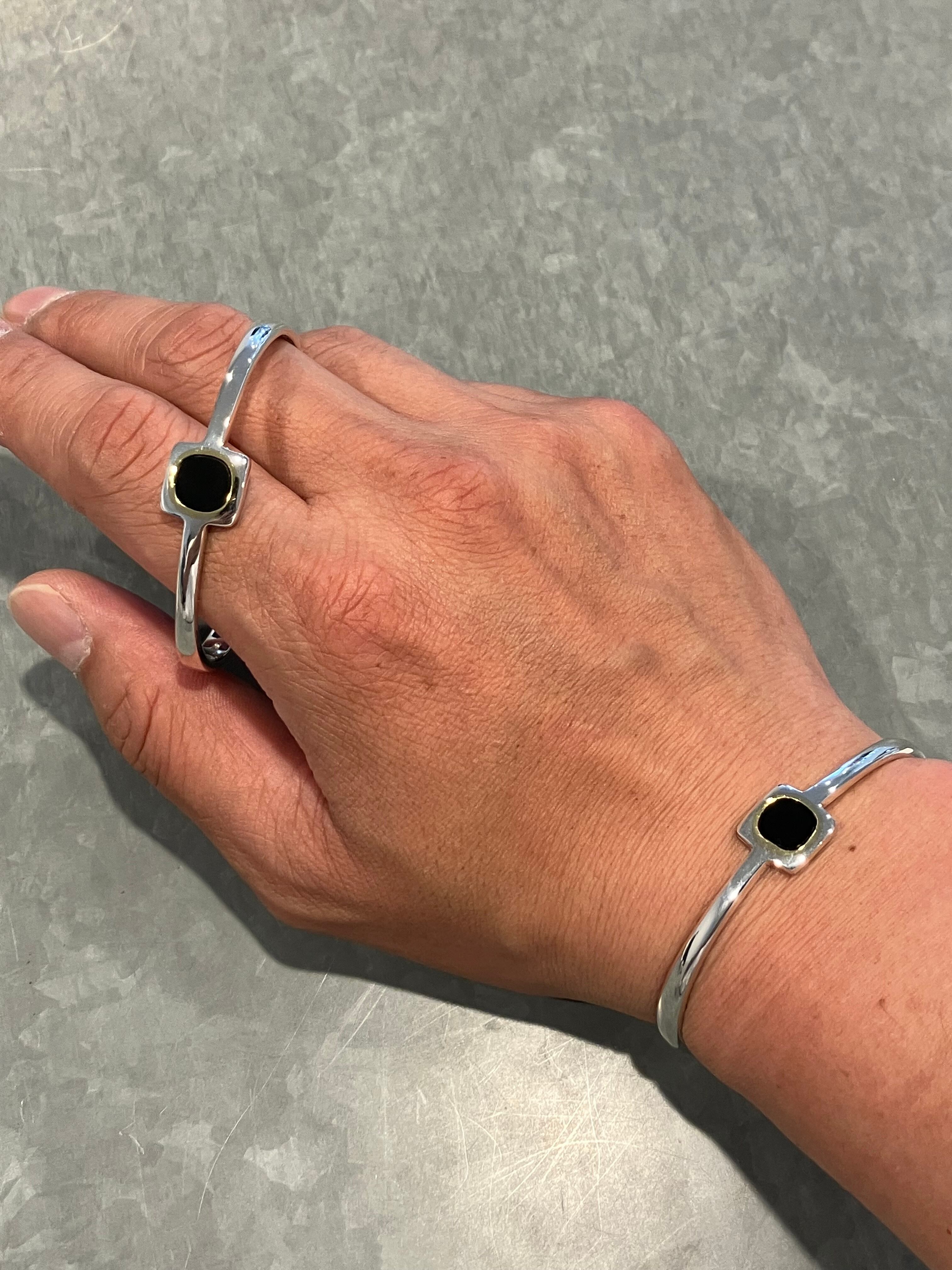 eofm silver bangle square Onyx【別注】 | MEN'S SELECTION