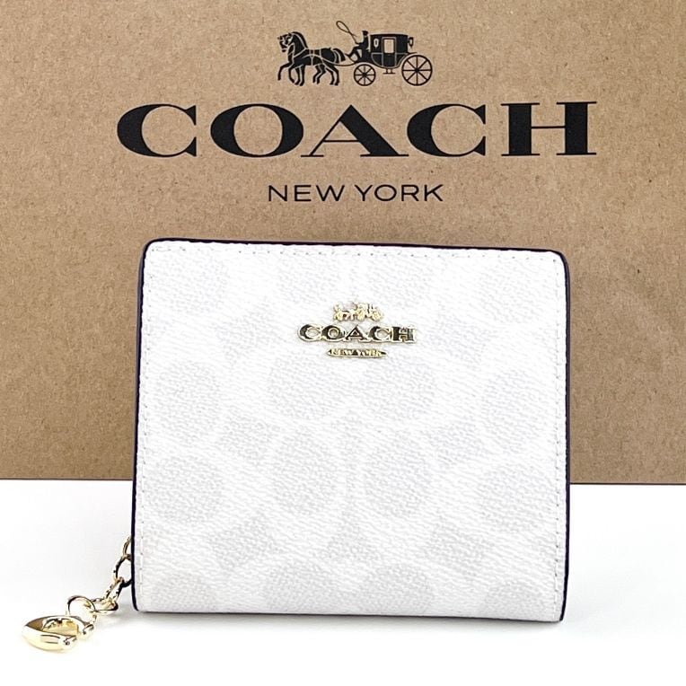 COACH コーチ折り財布シグネチャー チョークホワイト白色二 COACH コーチ折り財布シグネチャー チョークホワイト白色二