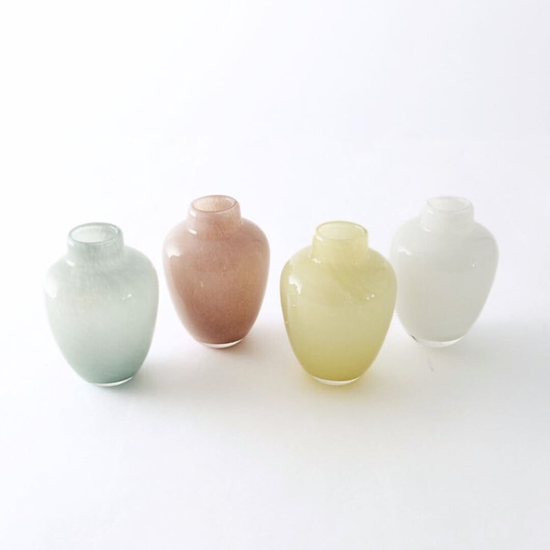 ミルキーガラス フラワーベース ノーマル（高さ13cm）（4色）／花瓶