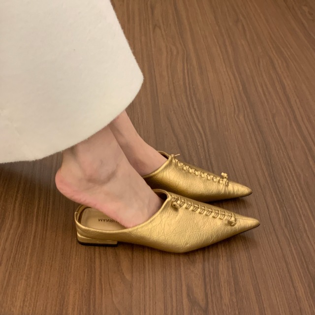 pointed toe leather mules L0615