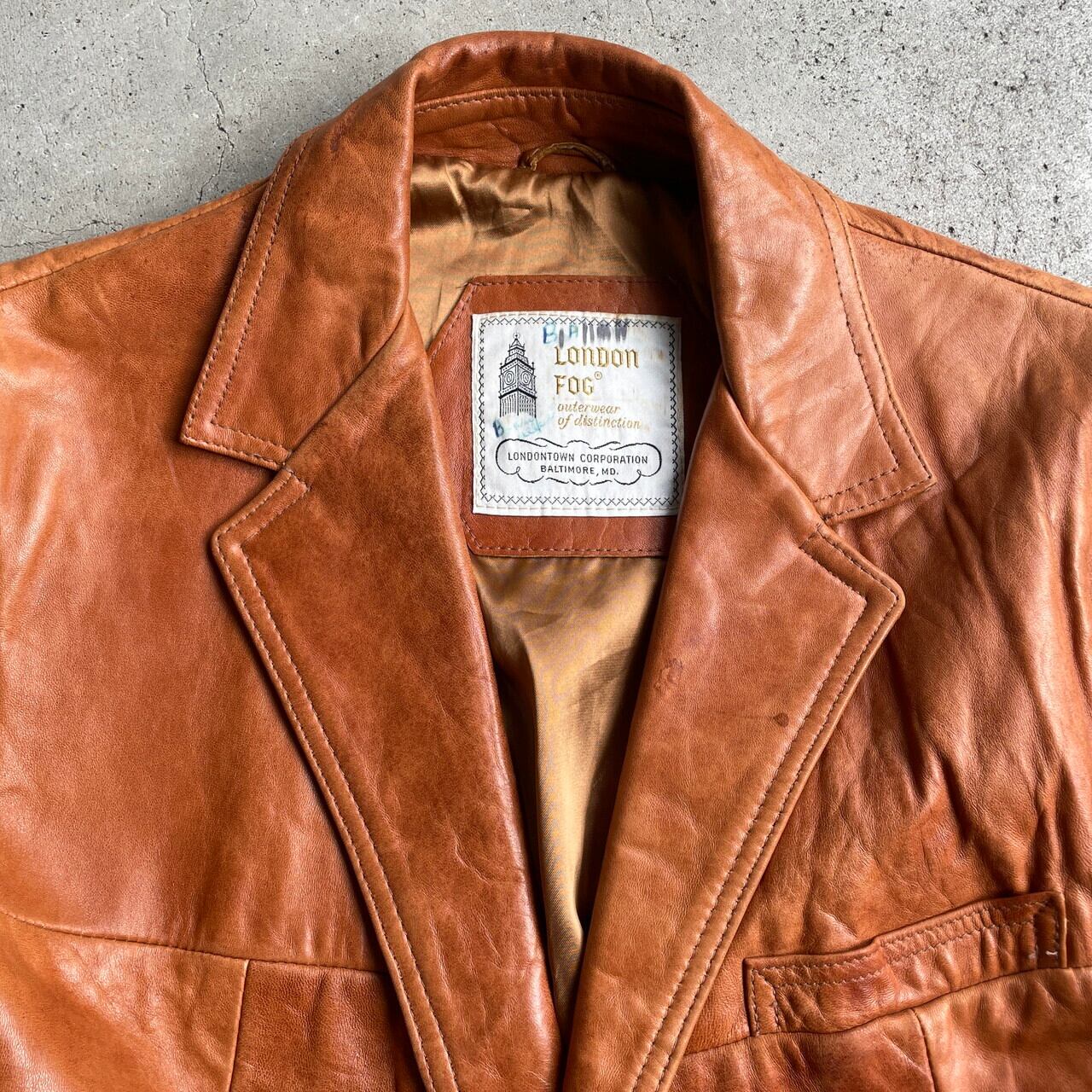 古着 ビンテージ 70s レザー ロング ジャケット エコファー 美品 70s 