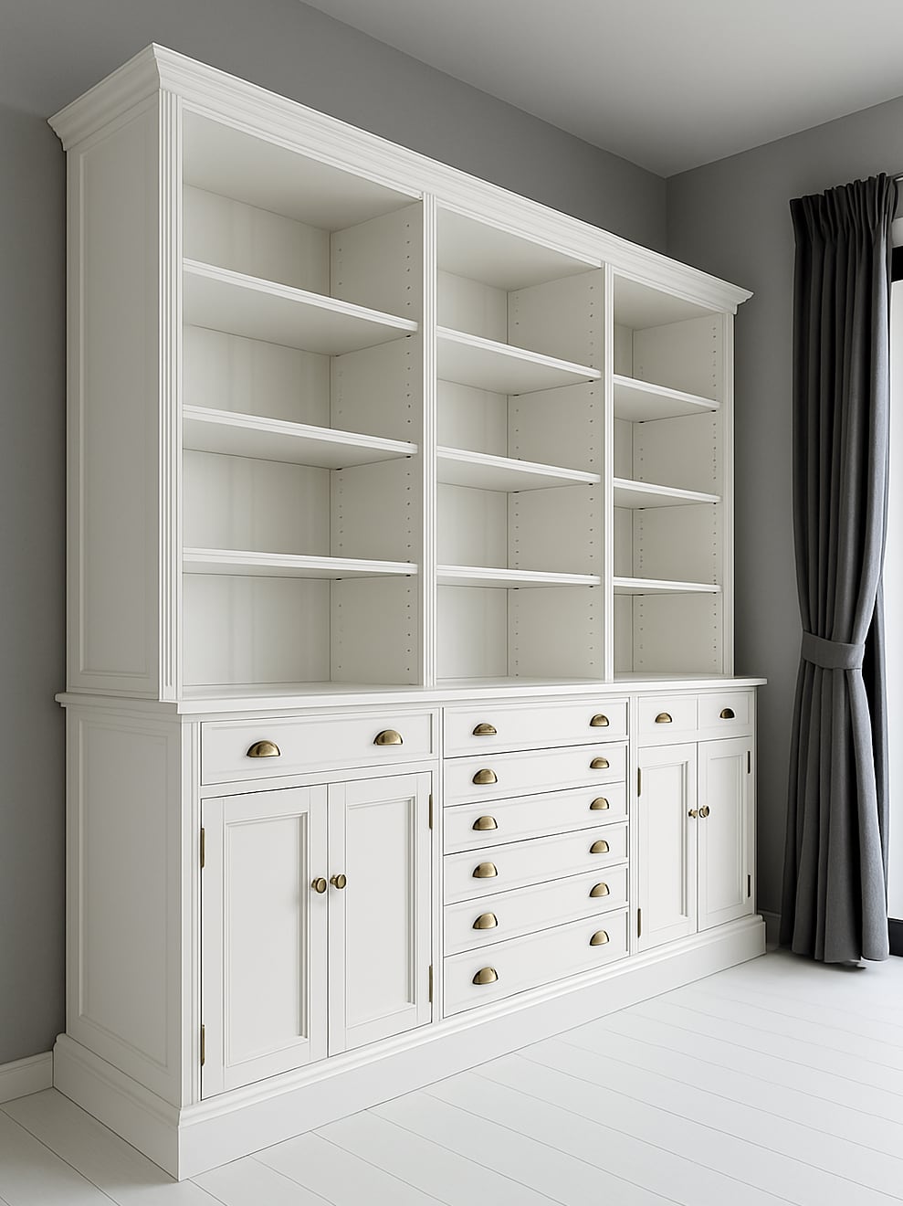 オーダーメイド壁面収納家具チェスト&オープンシェルフ (海外インテリア・マンションリフォーム)W2400