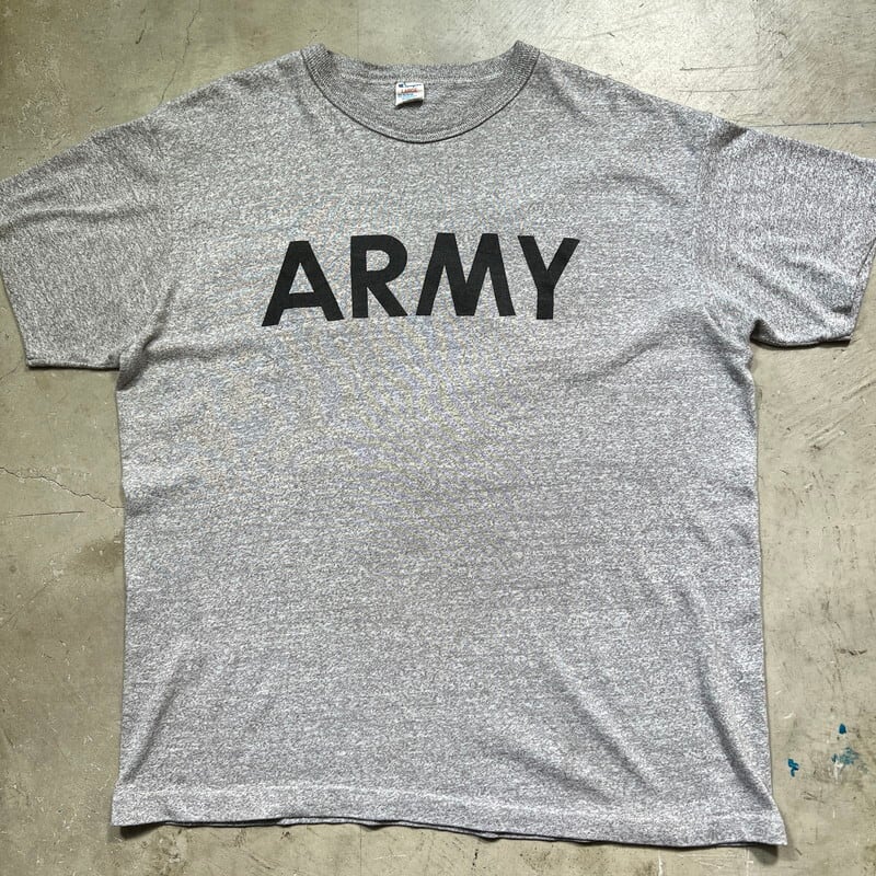 80's Champion チャンピオン ARMY プリントTee グレー 霜降り トリコタグ ビッグサイズ 表記LARGE（体感XL）USA製 希少  ヴィンテージ BA-1844 RM2263H | agito vintage powered by BASE