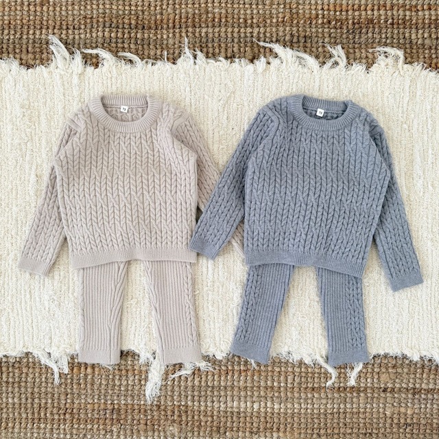 【予約商品】[73-100cm] cable knit pullover setup 2col