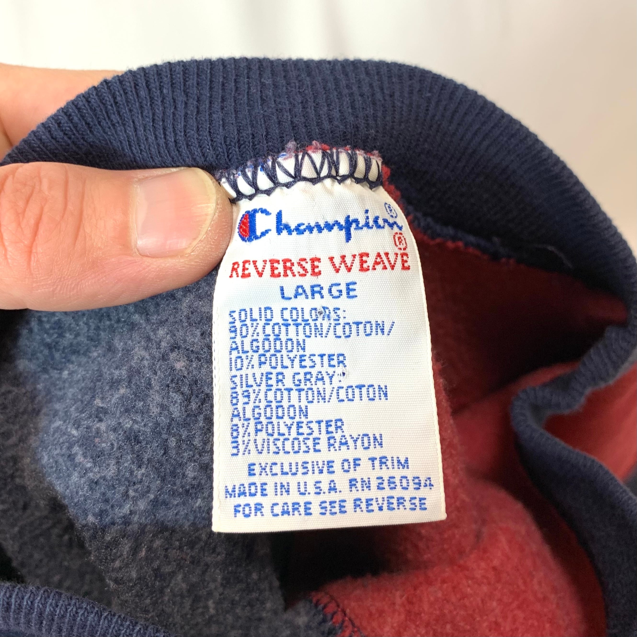 vintage old 90s CHAMPION REVERSE WEAVE MADE IN USA クレイジーパターン チャンピオン  リバースウィーブ アメリカ製 メンズ レディース ネイビー×エンジ×グレー SIZE L