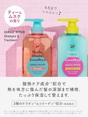 Diane(ダイアン) シャンプー&トリートメント 【ハイダメージうるおい補修】 本体400ml×2 [ティー&ムスクの香り] ハロー ダイアン グッバイ カラーリング ブリーチ髪 保水 ツヤ まとまり