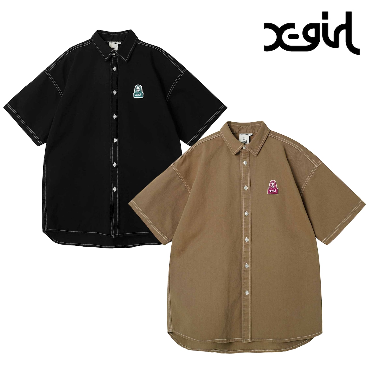 【X-girl】FACE S/S SHIRT【エックスガール】