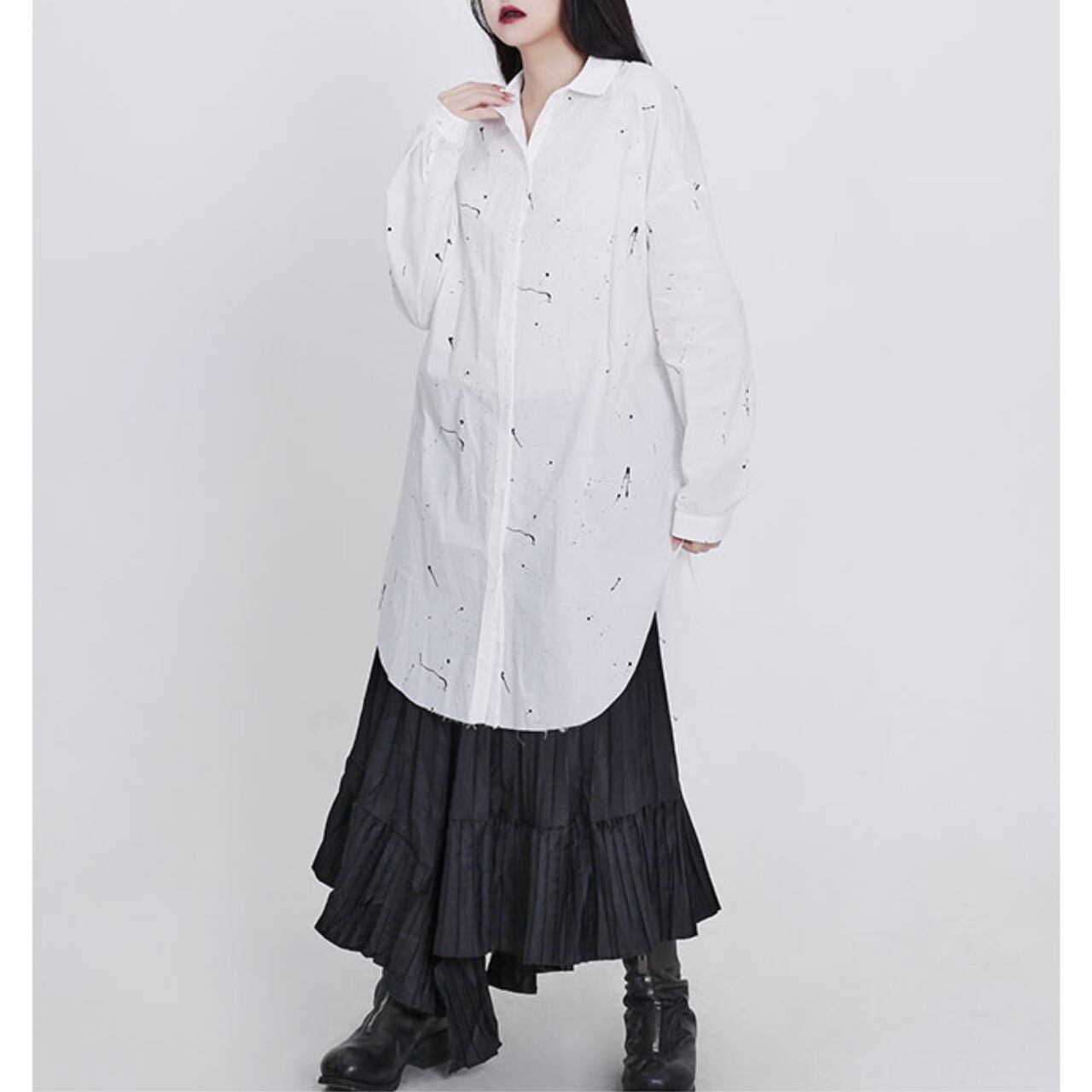 long-sleeve oversized shirt dress 00275
