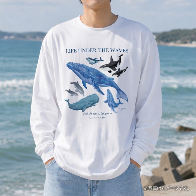 海の生きもの長袖Tシャツ（クジラ/シャチ/イルカ）｜LIFE UNDER THE WAVES Model-09