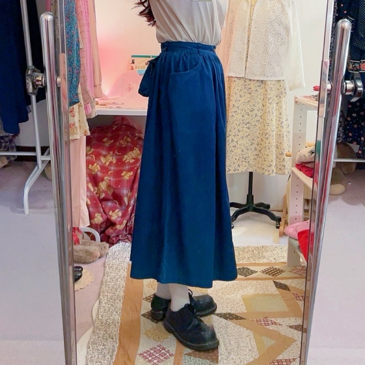 remake ✂︎ flower picking back pocket skirt