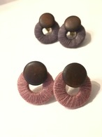 ナチュラルwoodとラウンドパーツイヤリング