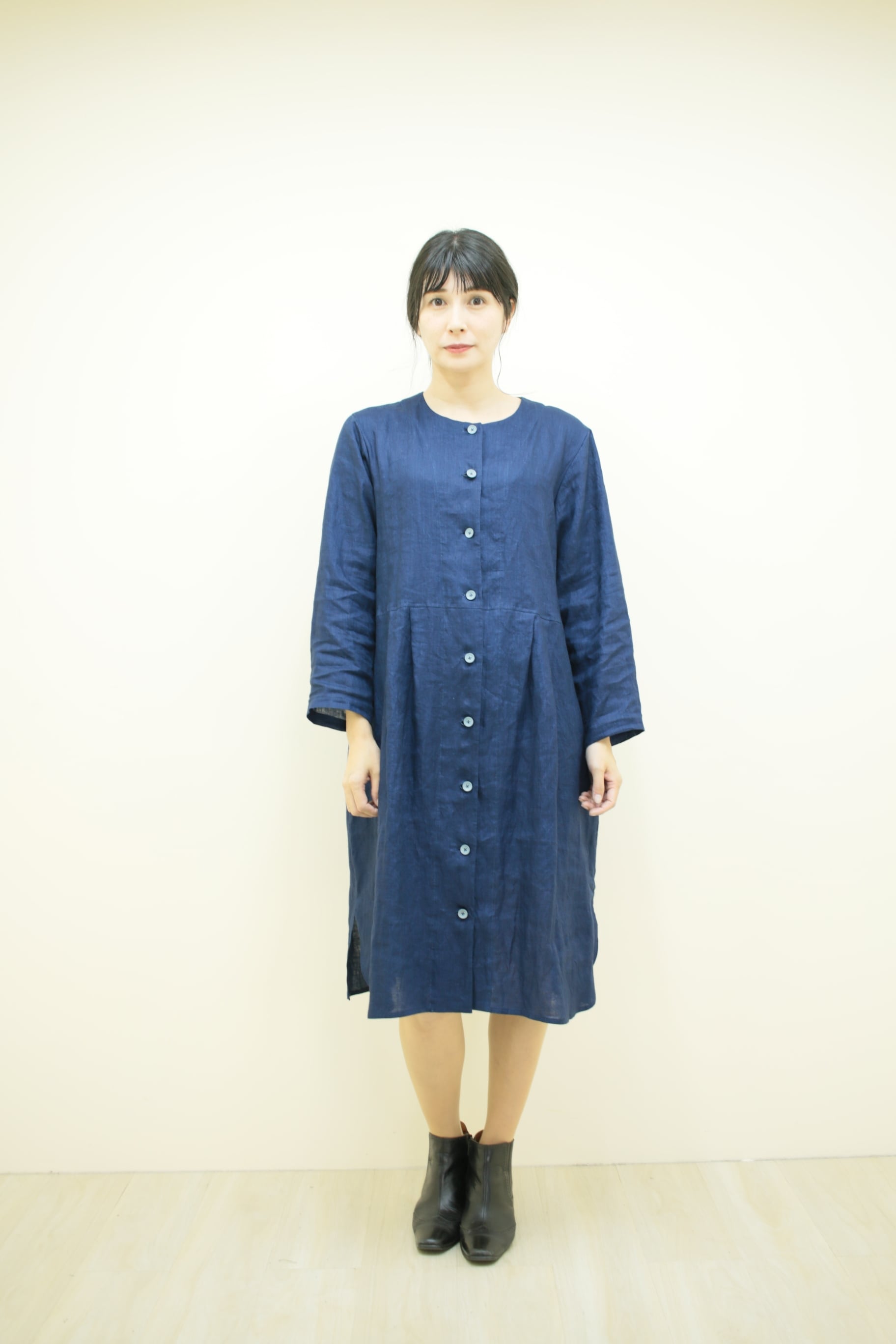 完成品 【希少】45rpm デニム ロングワンピース 長袖 Aライン フレア