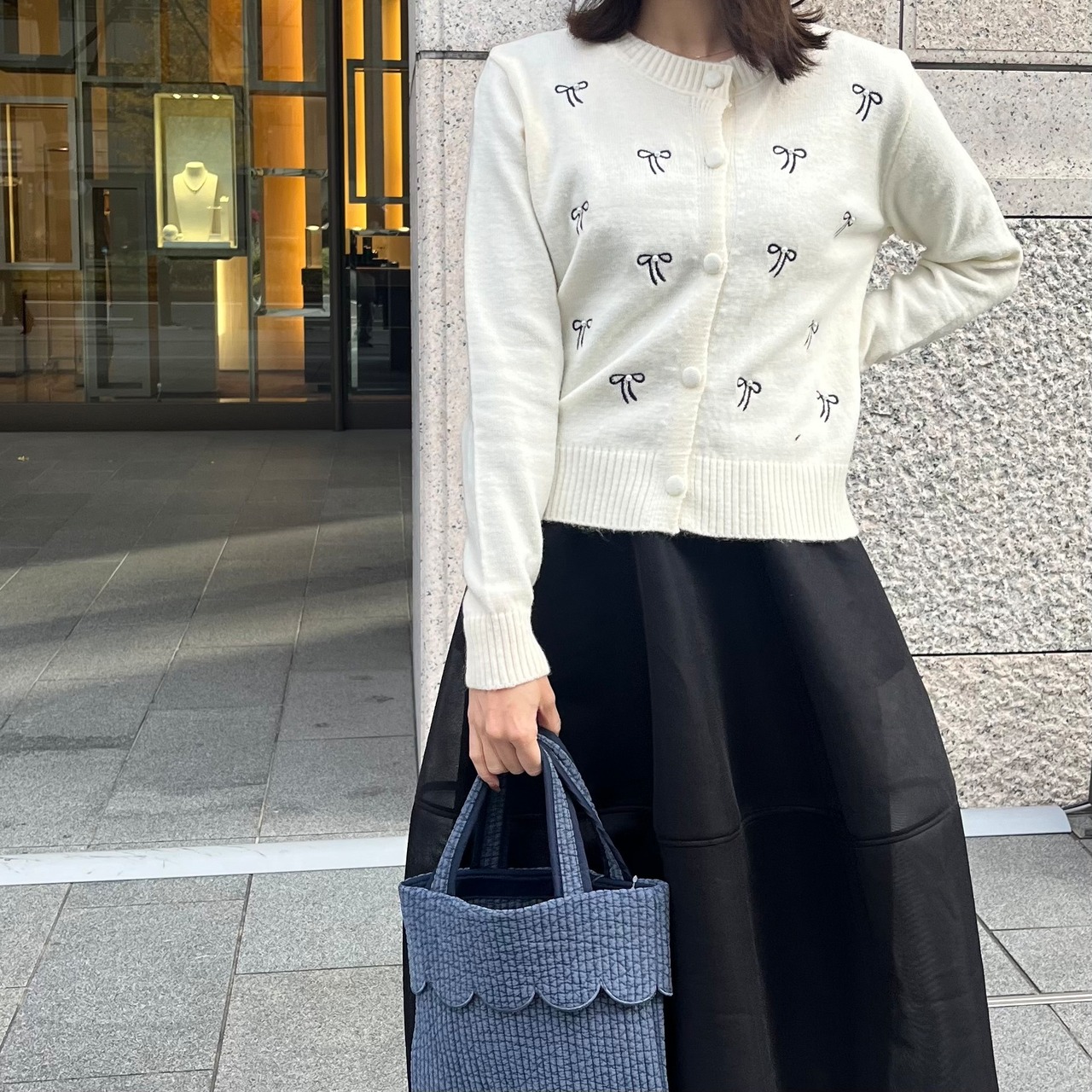 リボン刺繍カーディガン［40010］