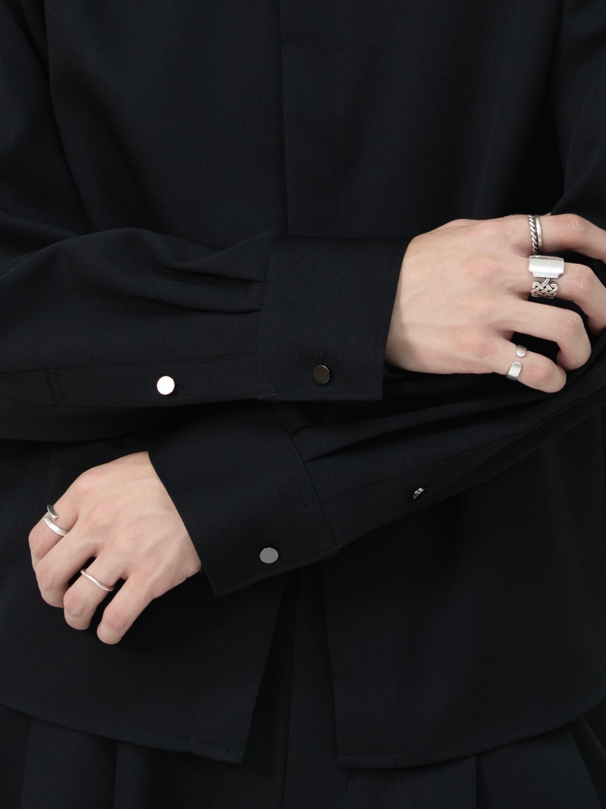 HEAVY WOOL GABARDINE SHORT SHIRT JACKET【BLACK】 | lapiis