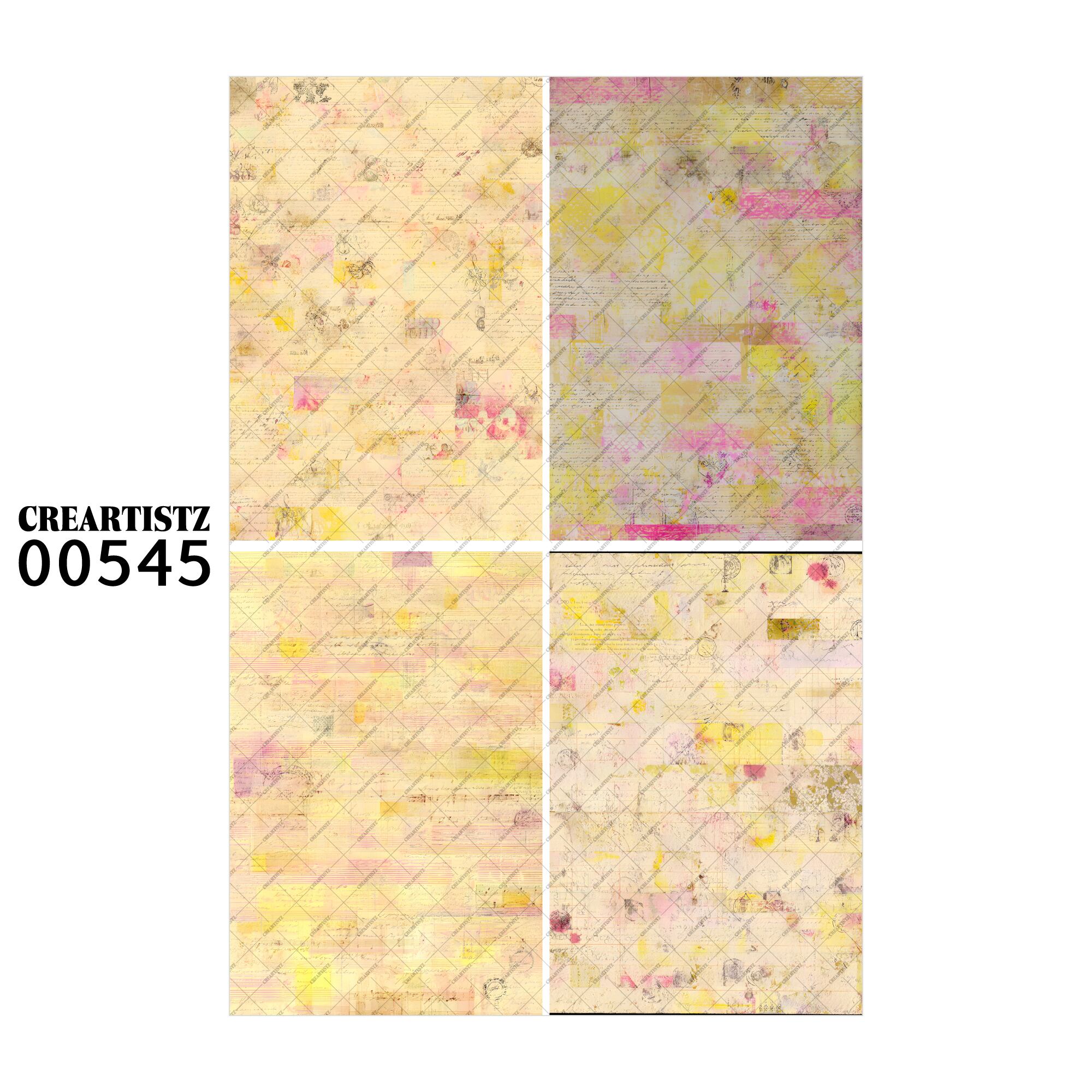 00545 背景 コラージュ素材 オリジナル 12枚セット (4種類×3枚) ペーパー/ステッカー CREARTISTZ
