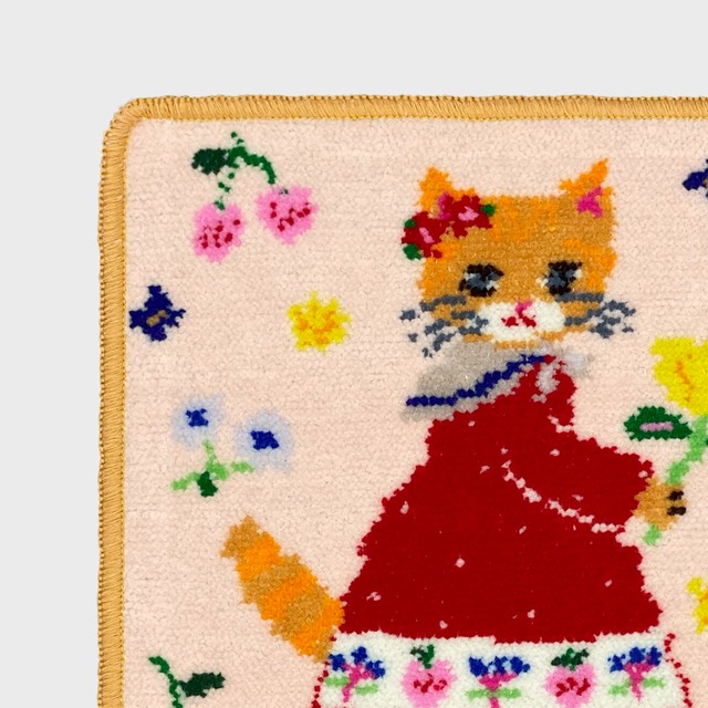 【Aiko Fukawa】布川愛子 CHENILLE  HANDKERCHIEF  ドレスを着た猫 シェニール織ハンカチ