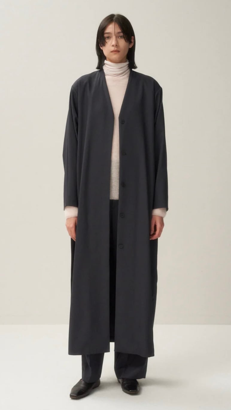 ATON -TECHNO WOOL TWILL | DRESS COAT- :CHARCOAL GRAY, :BLACK