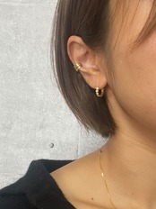 ヘキサゴンキラキラフープピアス