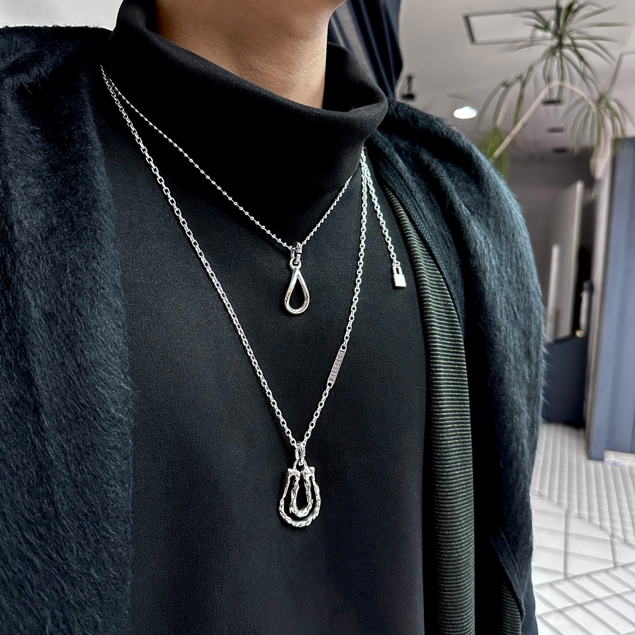 OPEN TEARDROP BALL CHAIN NECKLACE / オープンティアドロップボールチェーンネックレス